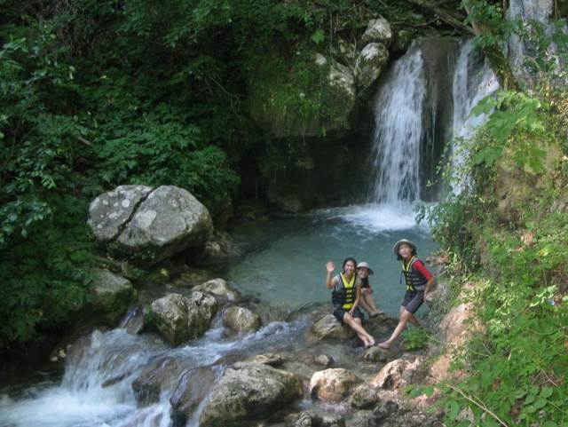 Our waterfall stop during Tara river raft